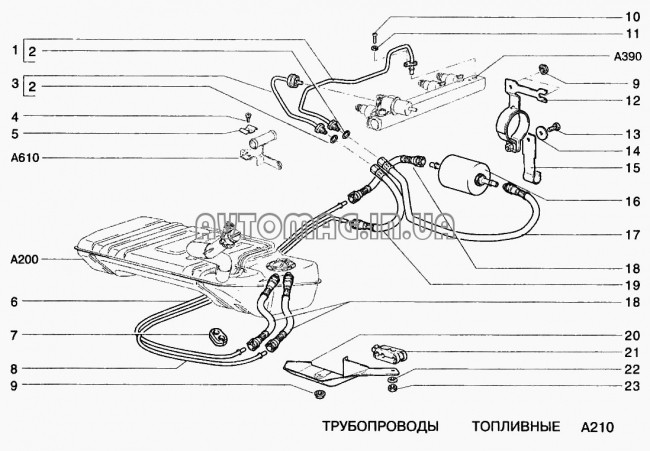 Трубка топливная 2123 инжектор обратка МАГИСТРАЛЬНАЯ СЛИВНАЯ подход. на подачу(ЗАГНУТ)