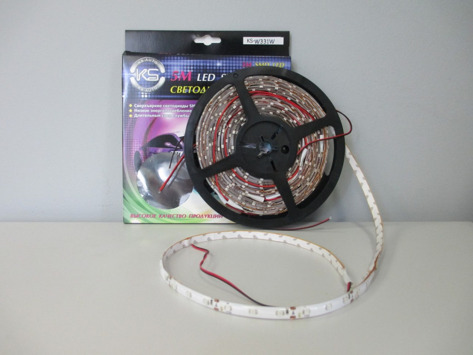Светодиод 12VПОЛОСА 5 ШТ. ПО МЕТРУ В КАТУШКЕ  СИНЯЯ 300 SMD 3528 LED