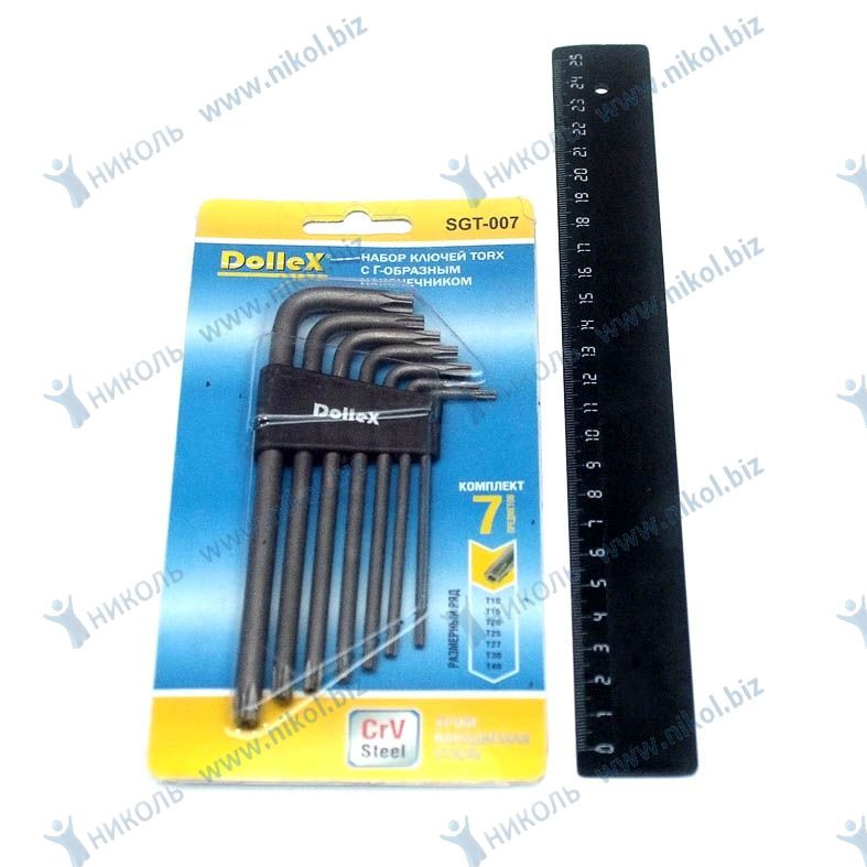 Набор шестигранников 7 предметов звездочка TORX (Т10-Т40мм) DolleX холдер