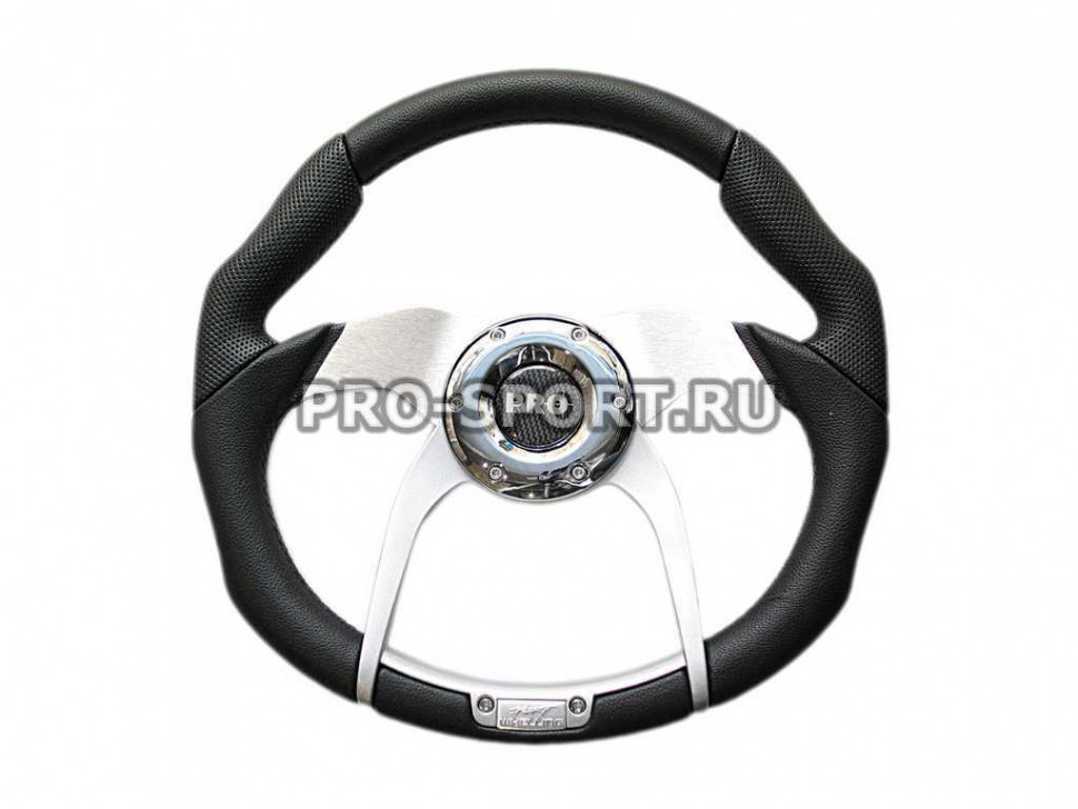 Руль спортивный PRO.SPORT SW-1112A СЕРЕБРИСТ. ВСТАВКИ ПАУК