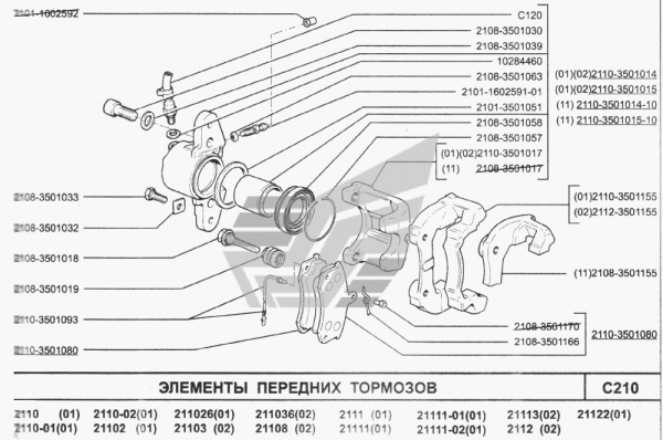 Скоба супорта 2108 R13 НАПРАВЛЯЮЩАЯ
